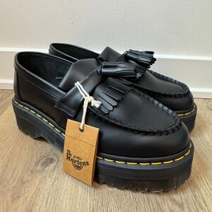 Dr Martens Adrian Quad Smooth Leather Platform Tassel Loafers Shoes Womens 8.5/9